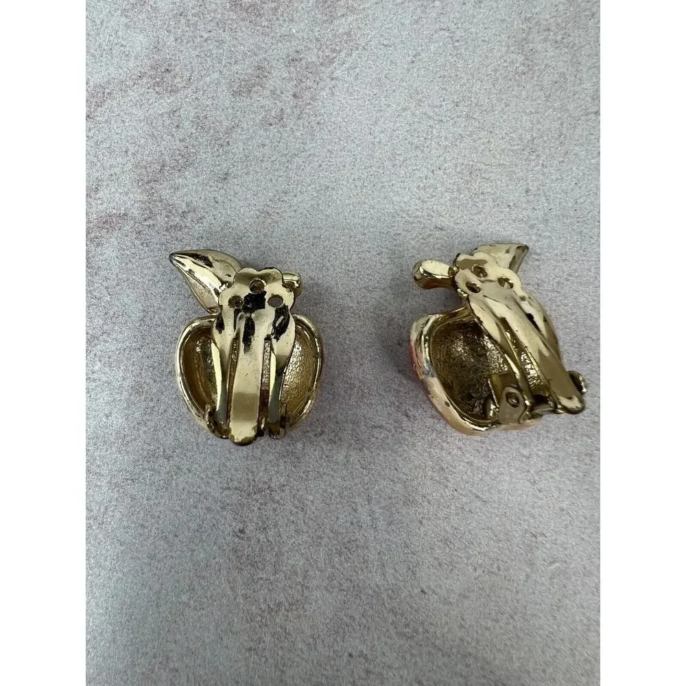 Vintage Red Gold-Tone Enamel Apple Shaped Small Clips - Lot of 2 Teacher‎